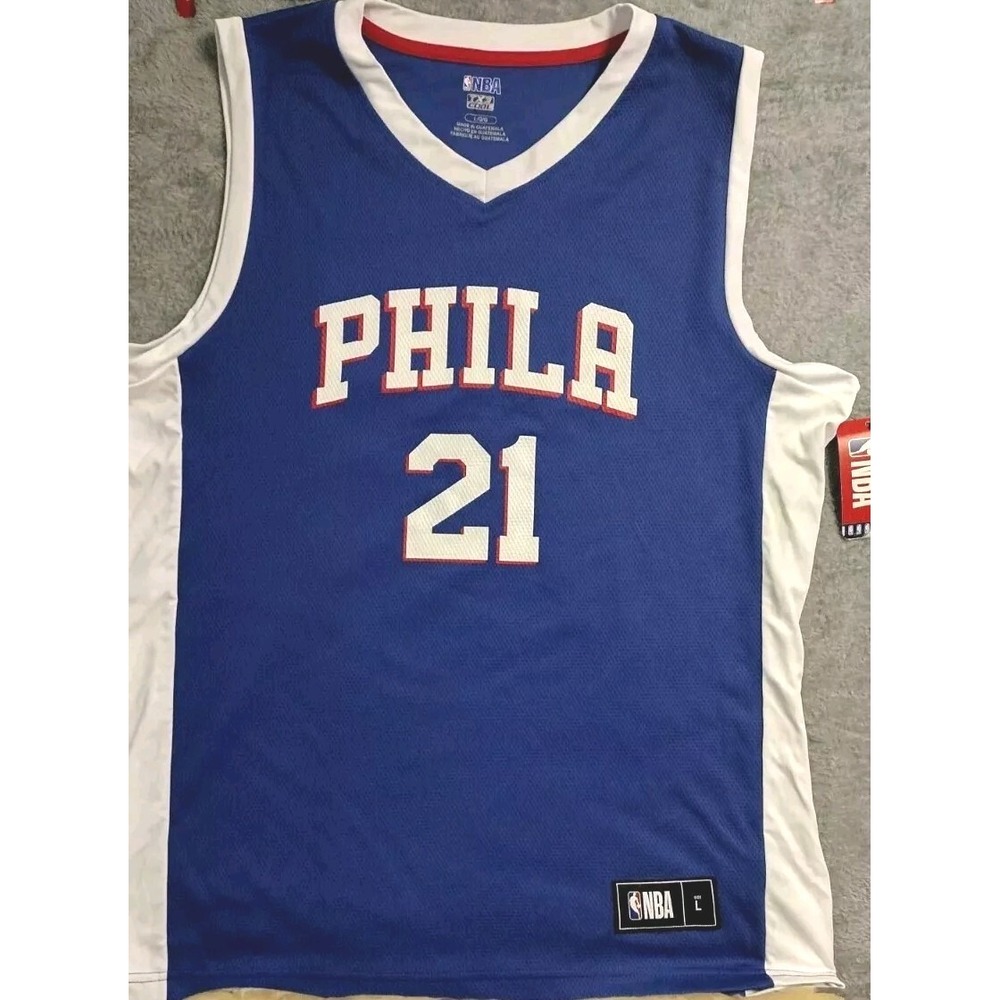 NBA Philadelphia 76ers Mens Embiid 21 Jersey Blue TX3 Cool Large 87571869